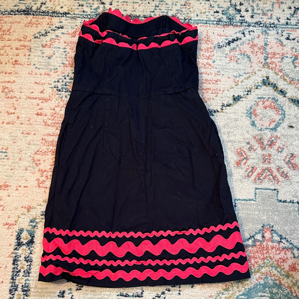 Vineyard Vines Ric Rac Strapless Dress in Navy and Pink - Picture 5 of 5